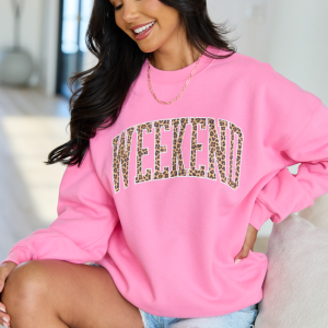 Weekend Leopard Pink Graphic Sweatshirt