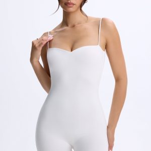 Modal Sweetheart-Neck Low-Back Unitard in White