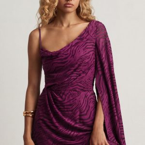 Devor?? One-Sleeve A-Line Mini Dress in Berry Purple