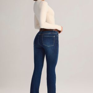 Denim Mid-Rise Flared Jeans in Indigo