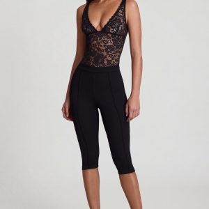 Ponte Jersey Cropped Capri Trousers in Black