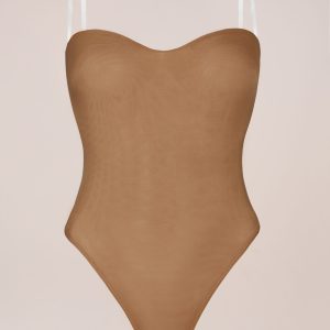 Strapless Bodysuit in Almond