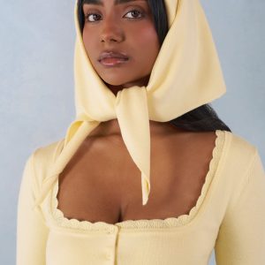 Knit Headscarf in Butter Yellow