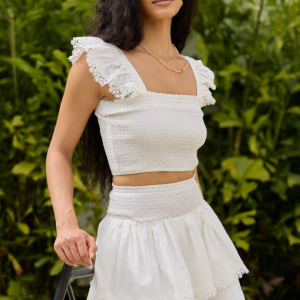 Sweet Talk White Flutter Shoulder Tank and Skort Set