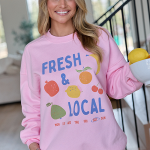 Fresh And Local Light Pink Graphic Sweatshirt