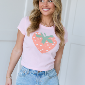 Strawberry Heart Pink Baby Graphic Tee