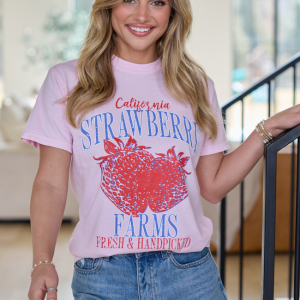 California Strawberry Farms Light Pink Graphic Tee