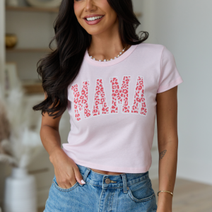 Mama Block Leopard Pink Baby Graphic Tee