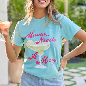 Mama Needs A Marg Mint Blue Graphic Tee