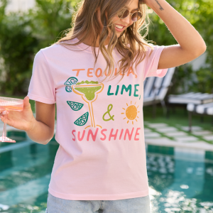 Tequila. Lime. & Sunshine Light Pink Graphic Tee