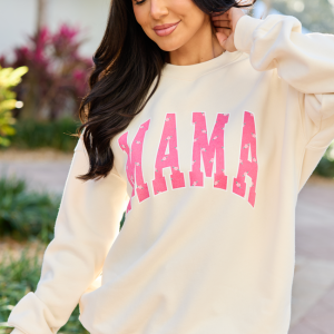 Mama Block Rose Cream Graphic Sweatshirt