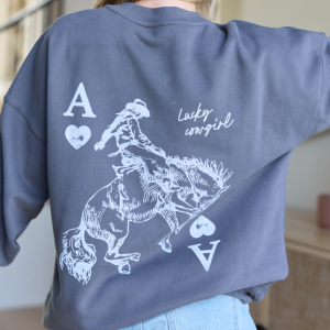 Lucky Cowgirl Dark Grey Graphic Sweatshirt