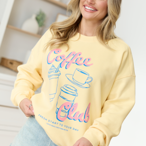 Coffee Club Yellow Graphic Sweatshirt