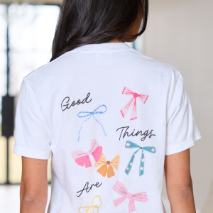 Good Things Multi Bow White Boxy Graphic Tee