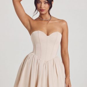 Corset Tulle Mini Dress in Ivory