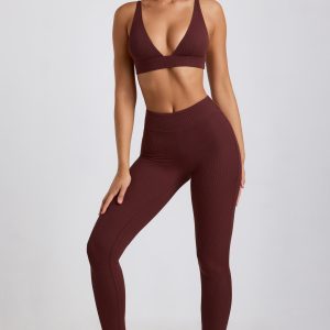 Ribbed Modal High Waist Leggings in Espresso