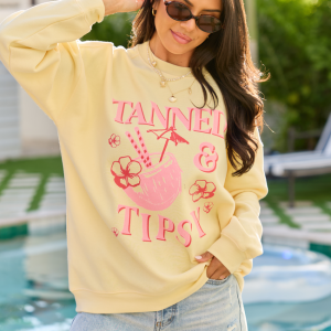 Tanned & Tipsy Yellow Graphic Sweatshirt