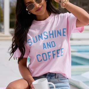 Sunshine And Coffee Light Pink Graphic Tee