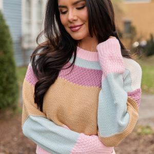 Greta Colorblock Multi Knit Crewneck Sweater