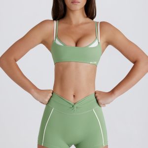 Soft Active Twist-Front Mini Shorts in Green