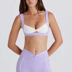 Soft Active Twist-Front Mini Shorts in Lilac