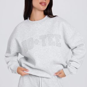 Oversized Crew-Neck Jumper in Grey Marl