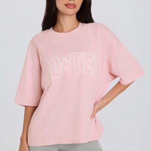 Oversized Cotton-Jersey T-Shirt in Powder Pink