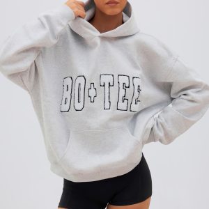 Soft Cotton Jersey Oversized Hoodie in Heather Grey