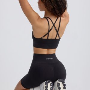 Strappy Define Luxe Sports Bra in Black