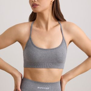 FlexiRib Scoop Neck Sports Bra in Grey Melange
