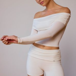 Fold-Over Mini Shorts in Soft White