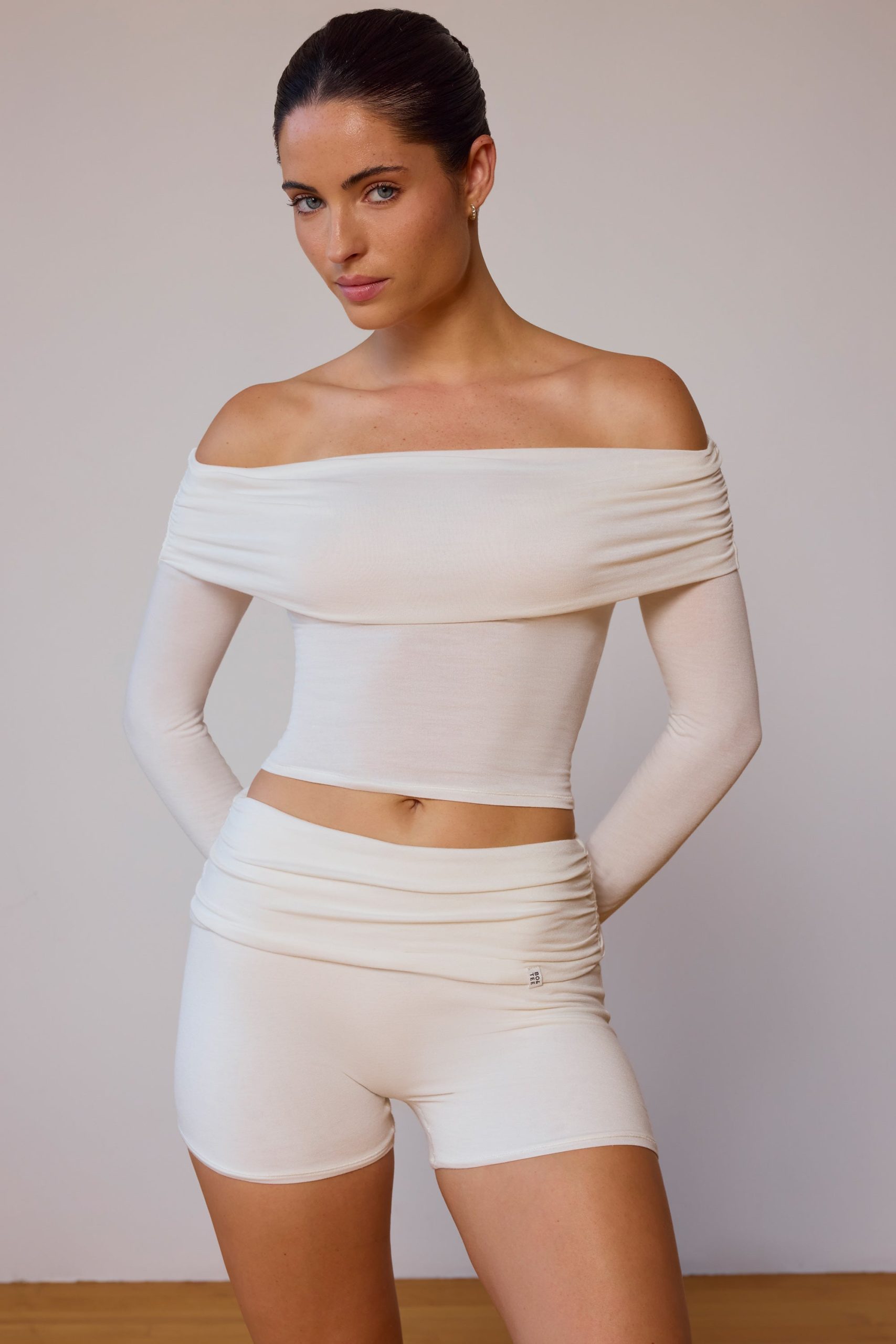 Fold-Over Mini Shorts in Soft White - Image 7