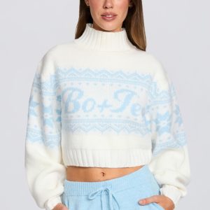 Jacquard-Knit Cropped Jumper in Ivory