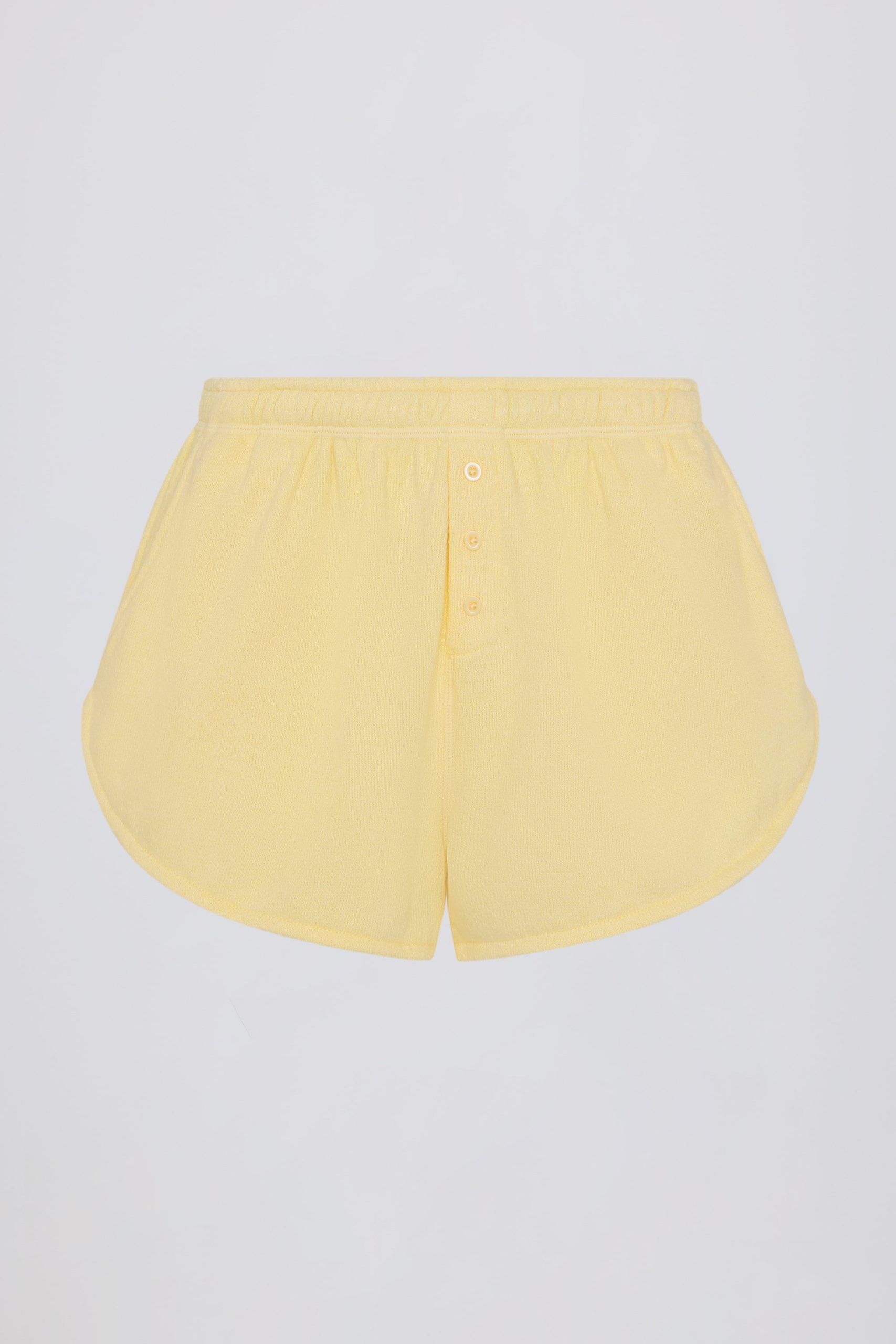 Button-Detail Mid-Rise Shorts in Lemon - Image 4