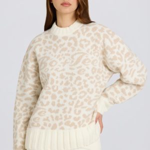 Jacquard-Knit Oversized Jumper in Ice