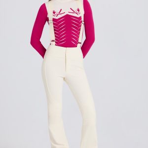 Waterproof High-Rise Salopettes with Suspenders in Ice