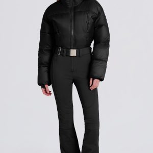 Waterproof Padded Belted Ski Suit in Black