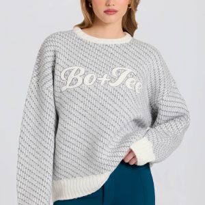 Knit Logo Oversized Jumper in Ice