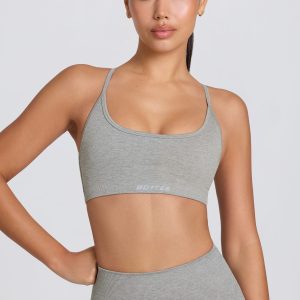 Super Sculpt Seamless Backless Sports Bra in Grey Marl