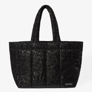 Waterproof Puffer Tote Bag in Black