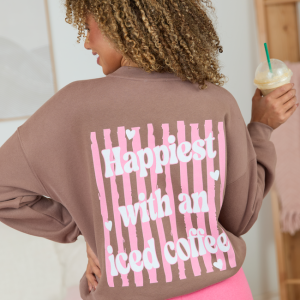 Happiest With An Iced Coffee Mocha Graphic Sweatshirt