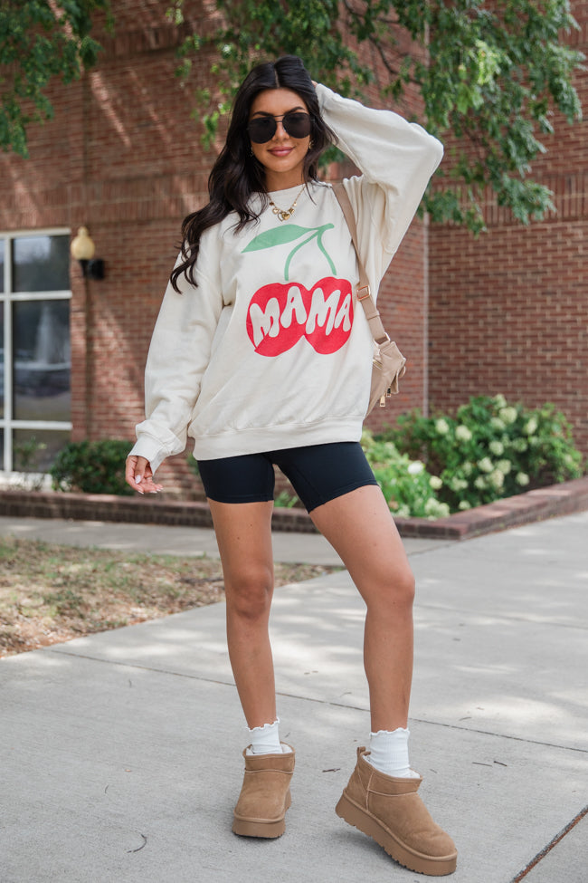 Mama Cherry Cream Graphic Sweatshirt - Image 3