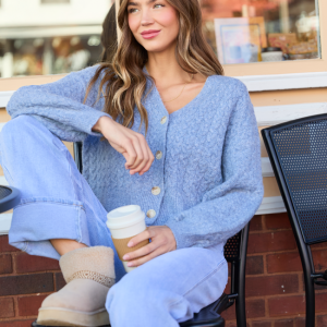 Heather Blue V-Neck Sweater Cardigan SALE