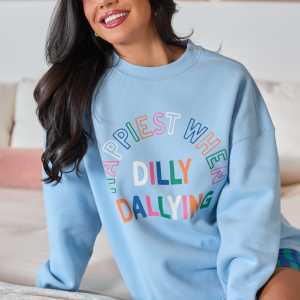 Happiest When Dilly Dallying Multi Light Blue Graphic Sweatshirt