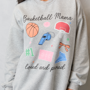 Basketball Mama Icons Light Grey Graphic Sweatshirt