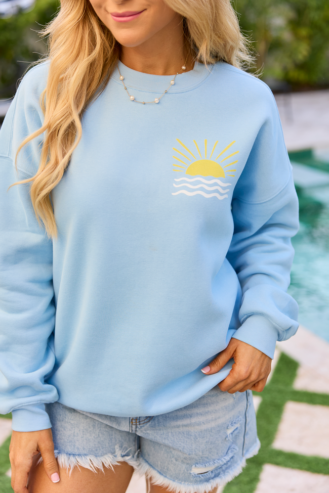 Here Comes The Sun Light Blue Graphic Sweatshirt - Image 4