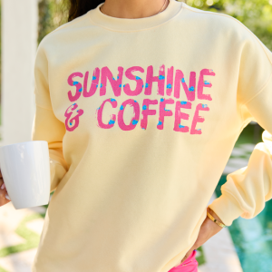 Sunshine and Coffee Yellow Graphic Sweatshirt