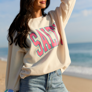 Salty Block Cream Graphic Sweatshirt
