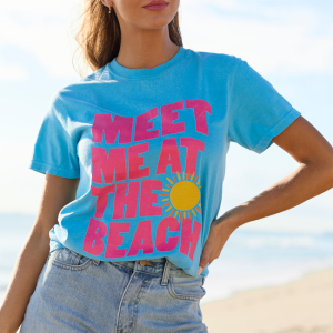 Meet Me At The Beach Blue Graphic Tee
