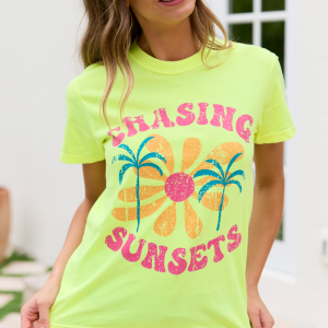Chasing Sunsets Neon Yellow Graphic Tee